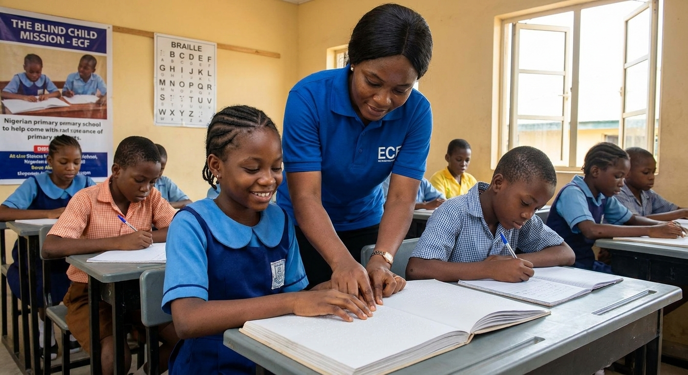 ECF Staff engaging a girls with visual impairment and boy with hearing impairment